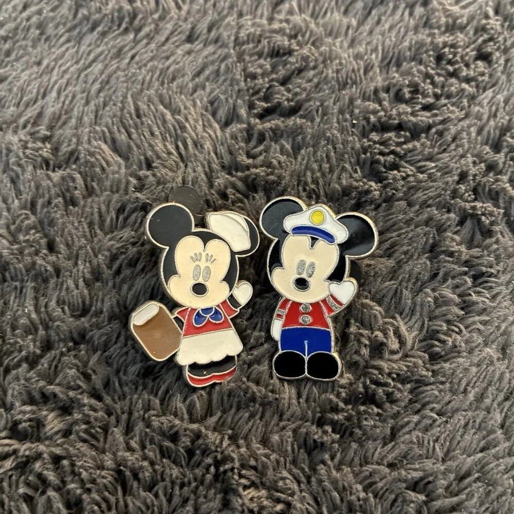 isney Cruise Line DCL Pin Set-Captain Mickey & Sailor Minnie Mouse-Cute Mini